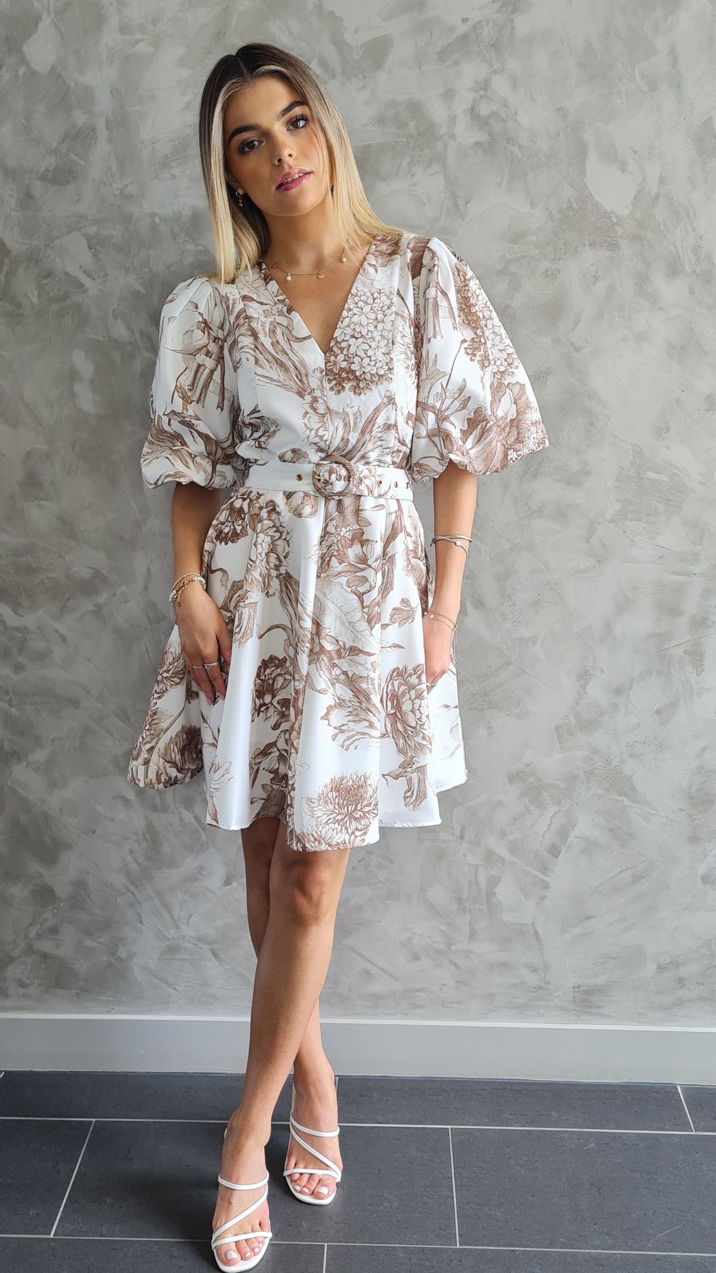 Everleigh Bubble Sleeve Print Dress