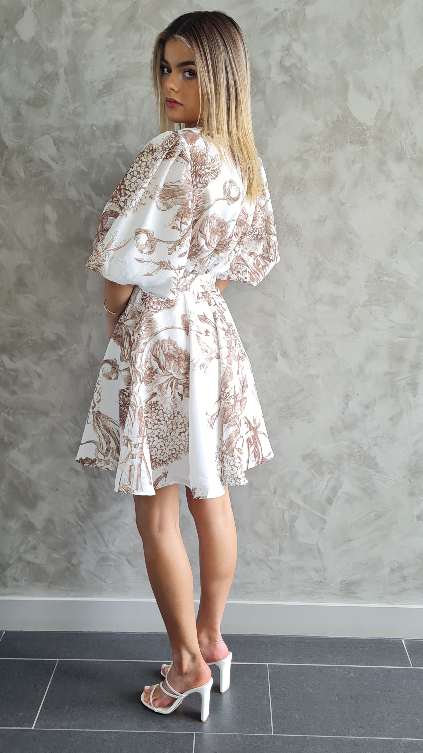 Everleigh Bubble Sleeve Print Dress
