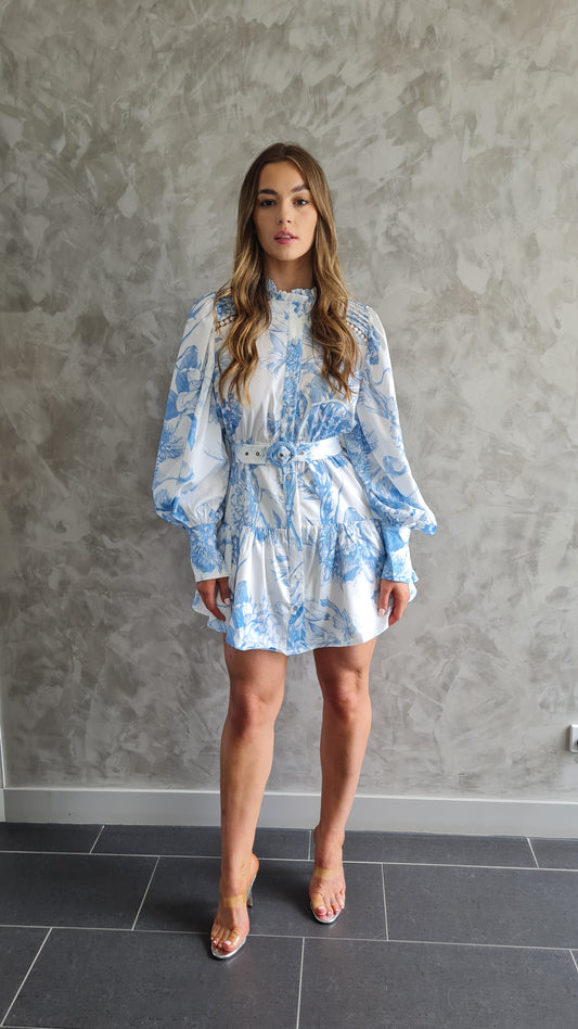 Madeline Long Sleeve Floral Button Through Dress